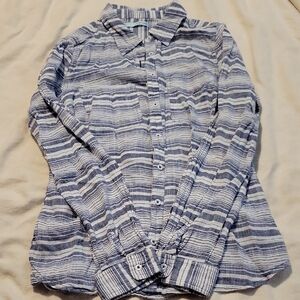Maurices Blue and White Striped Button Down Shirt